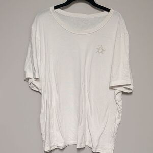 aerie White Short Sleeve Tee with Small Sun Graphic